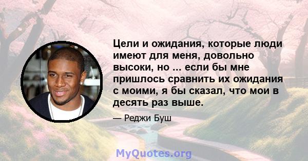 Цели и ожидания, которые люди имеют для меня, довольно высоки, но ... если бы мне пришлось сравнить их ожидания с моими, я бы сказал, что мои в десять раз выше.