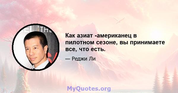 Как азиат -американец в пилотном сезоне, вы принимаете все, что есть.