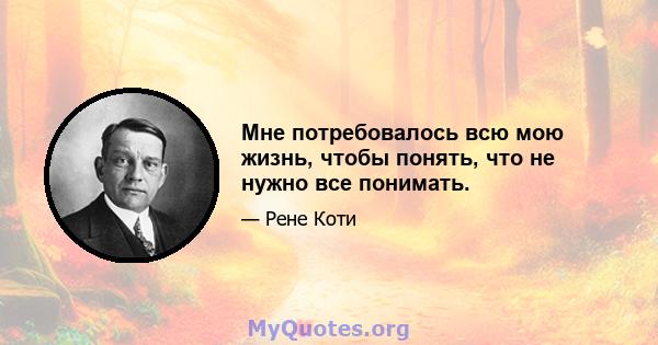 Мне потребовалось всю мою жизнь, чтобы понять, что не нужно все понимать.