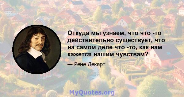 Откуда мы узнаем, что что -то действительно существует, что на самом деле что -то, как нам кажется нашим чувствам?