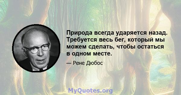 Природа всегда ударяется назад. Требуется весь бег, который мы можем сделать, чтобы остаться в одном месте.