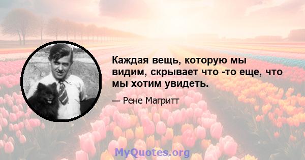 Каждая вещь, которую мы видим, скрывает что -то еще, что мы хотим увидеть.