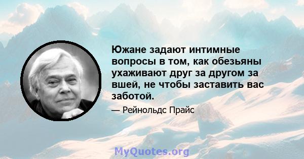 Южане задают интимные вопросы в том, как обезьяны ухаживают друг за другом за вшей, не чтобы заставить вас заботой.