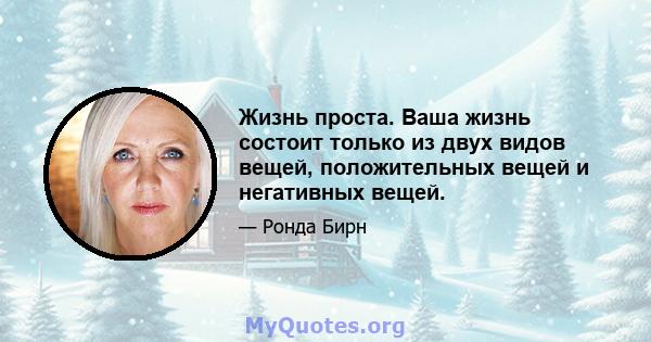 Жизнь проста. Ваша жизнь состоит только из двух видов вещей, положительных вещей и негативных вещей.