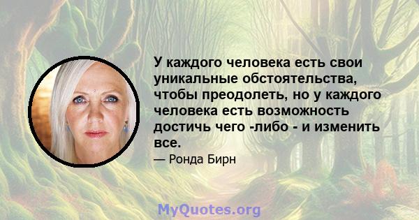 У каждого человека есть свои уникальные обстоятельства, чтобы преодолеть, но у каждого человека есть возможность достичь чего -либо - и изменить все.