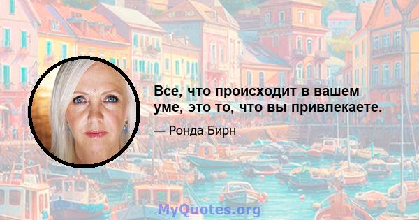 Все, что происходит в вашем уме, это то, что вы привлекаете.