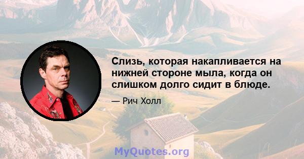 Слизь, которая накапливается на нижней стороне мыла, когда он слишком долго сидит в блюде.