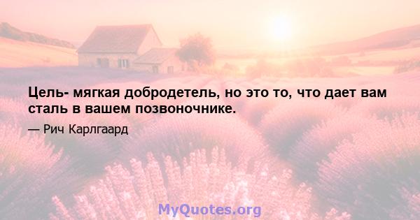 Цель- мягкая добродетель, но это то, что дает вам сталь в вашем позвоночнике.