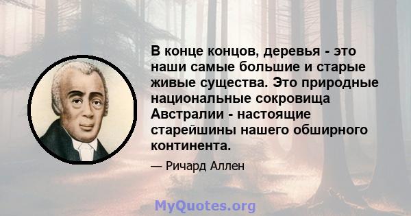 В конце концов, деревья - это наши самые большие и старые живые существа. Это природные национальные сокровища Австралии - настоящие старейшины нашего обширного континента.