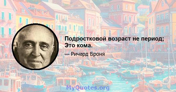 Подростковой возраст не период; Это кома.