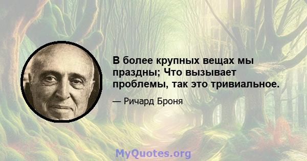 В более крупных вещах мы праздны; Что вызывает проблемы, так это тривиальное.