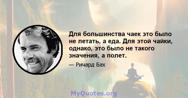 Для большинства чаек это было не летать, а еда. Для этой чайки, однако, это было не такого значения, а полет.