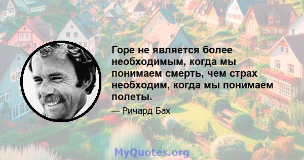 Горе не является более необходимым, когда мы понимаем смерть, чем страх необходим, когда мы понимаем полеты.