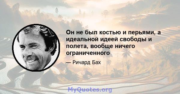 Он не был костью и перьями, а идеальной идеей свободы и полета, вообще ничего ограниченного