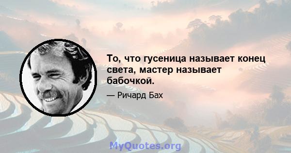 То, что гусеница называет конец света, мастер называет бабочкой.