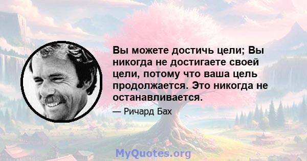 Вы можете достичь цели; Вы никогда не достигаете своей цели, потому что ваша цель продолжается. Это никогда не останавливается.