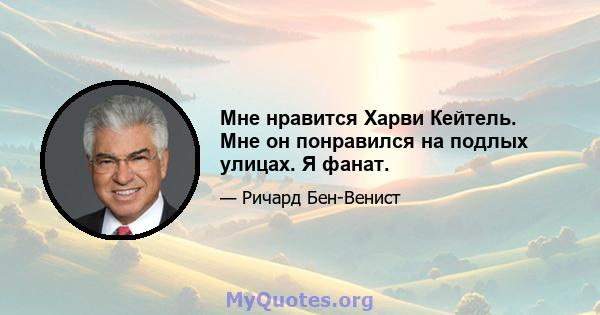 Мне нравится Харви Кейтель. Мне он понравился на подлых улицах. Я фанат.