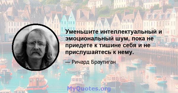 Уменьшите интеллектуальный и эмоциональный шум, пока не приедете к тишине себя и не прислушайтесь к нему.