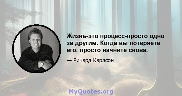 Жизнь-это процесс-просто одно за другим. Когда вы потеряете его, просто начните снова.