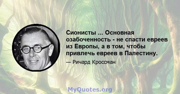 Сионисты ... Основная озабоченность - не спасти евреев из Европы, а в том, чтобы привлечь евреев в Палестину.