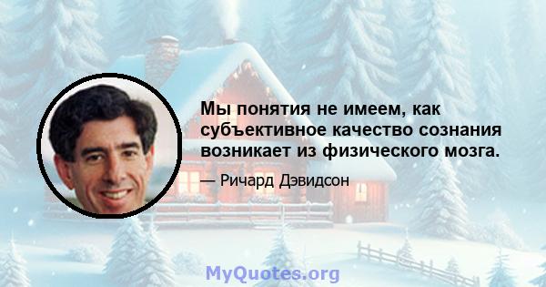 Мы понятия не имеем, как субъективное качество сознания возникает из физического мозга.