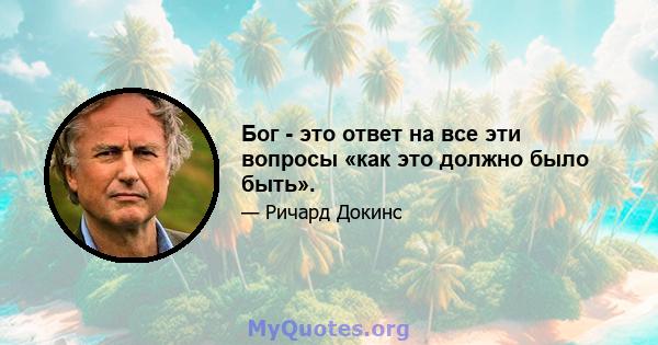 Бог - это ответ на все эти вопросы «как это должно было быть».