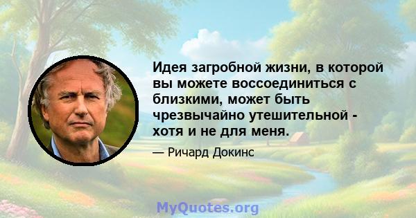 Идея загробной жизни, в которой вы можете воссоединиться с близкими, может быть чрезвычайно утешительной - хотя и не для меня.