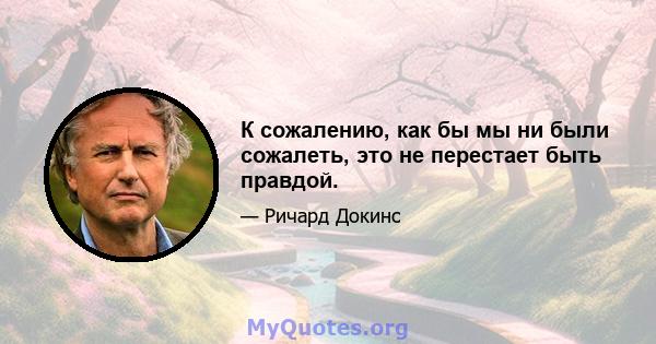 К сожалению, как бы мы ни были сожалеть, это не перестает быть правдой.