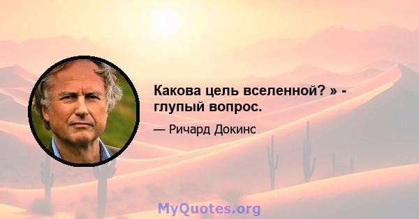 Какова цель вселенной? » - глупый вопрос.