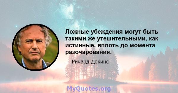 Ложные убеждения могут быть такими же утешительными, как истинные, вплоть до момента разочарования.