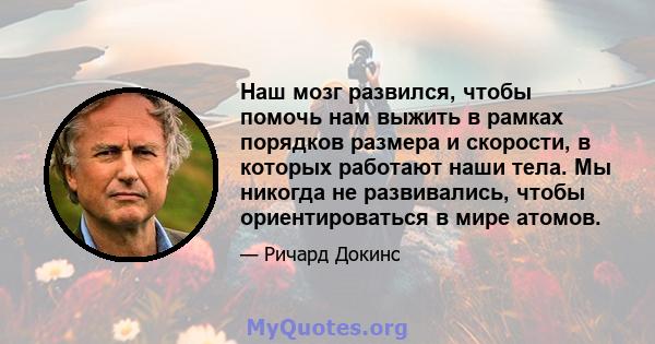 Наш мозг развился, чтобы помочь нам выжить в рамках порядков размера и скорости, в которых работают наши тела. Мы никогда не развивались, чтобы ориентироваться в мире атомов.