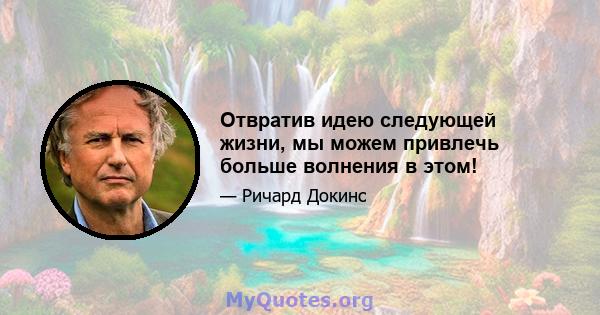 Отвратив идею следующей жизни, мы можем привлечь больше волнения в этом!