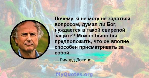 Почему, я не могу не задаться вопросом, думал ли Бог, нуждается в такой свирепой защите? Можно было бы предположить, что он вполне способен присматривать за собой.