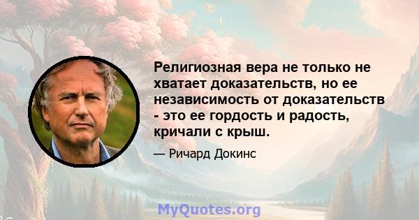 Религиозная вера не только не хватает доказательств, но ее независимость от доказательств - это ее гордость и радость, кричали с крыш.