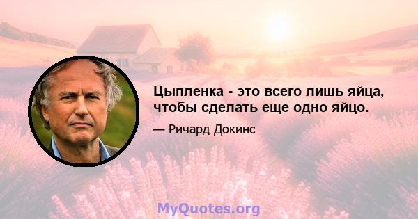 Цыпленка - это всего лишь яйца, чтобы сделать еще одно яйцо.