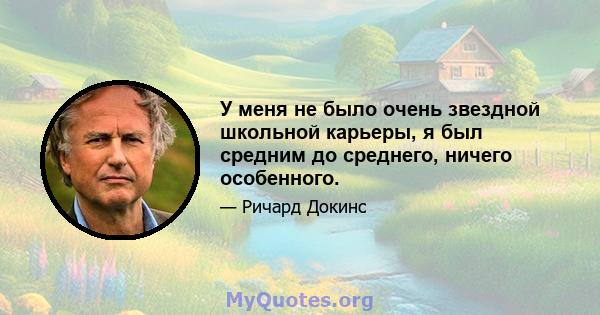 У меня не было очень звездной школьной карьеры, я был средним до среднего, ничего особенного.