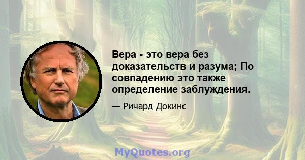 Вера - это вера без доказательств и разума; По совпадению это также определение заблуждения.