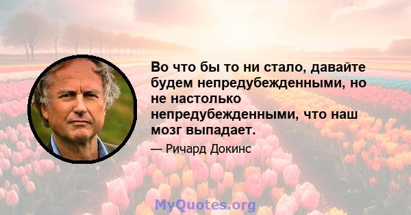 Во что бы то ни стало, давайте будем непредубежденными, но не настолько непредубежденными, что наш мозг выпадает.