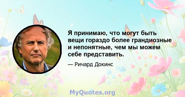 Я принимаю, что могут быть вещи гораздо более грандиозные и непонятные, чем мы можем себе представить.