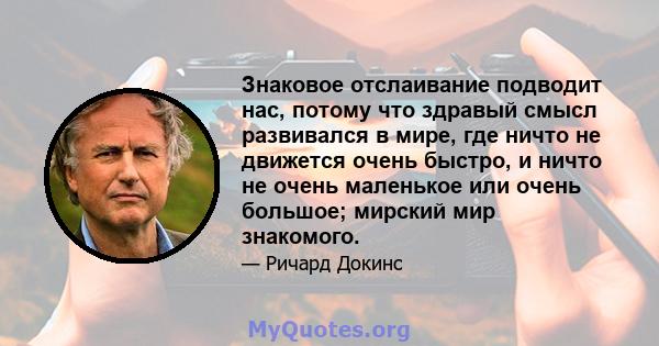 Знаковое отслаивание подводит нас, потому что здравый смысл развивался в мире, где ничто не движется очень быстро, и ничто не очень маленькое или очень большое; мирский мир знакомого.