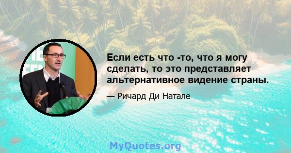 Если есть что -то, что я могу сделать, то это представляет альтернативное видение страны.