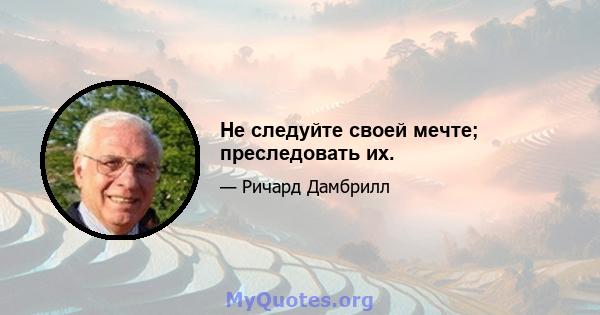 Не следуйте своей мечте; преследовать их.