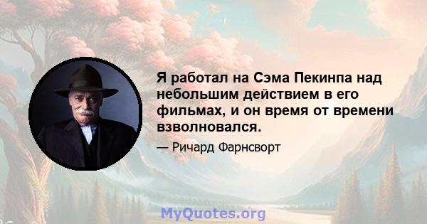 Я работал на Сэма Пекинпа над небольшим действием в его фильмах, и он время от времени взволновался.