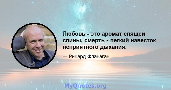 Любовь - это аромат спящей спины, смерть - легкий навесток неприятного дыхания.