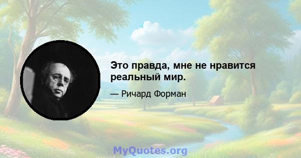 Это правда, мне не нравится реальный мир.