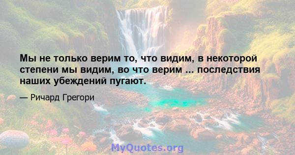 Мы не только верим то, что видим, в некоторой степени мы видим, во что верим ... последствия наших убеждений пугают.