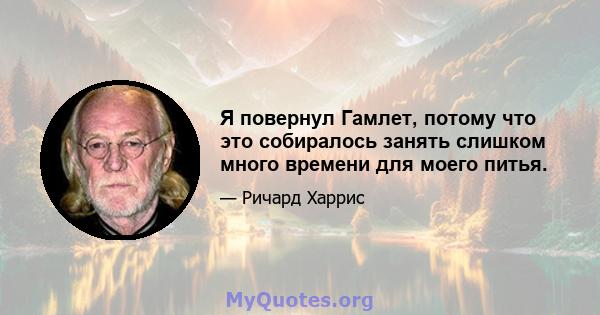 Я повернул Гамлет, потому что это собиралось занять слишком много времени для моего питья.