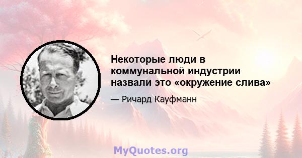 Некоторые люди в коммунальной индустрии назвали это «окружение слива»