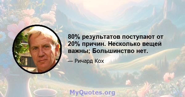 80% результатов поступают от 20% причин. Несколько вещей важны; Большинство нет.