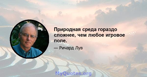 Природная среда гораздо сложнее, чем любое игровое поле.